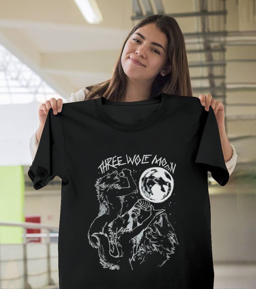 Three Wolf Moon Singing Wolves Howling Meme Moon Phases T-Shirt