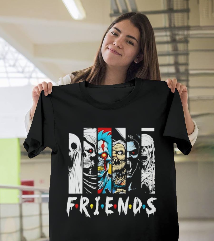 Friends Horror Movie Characters Halloween Scary Mask T-Shirt