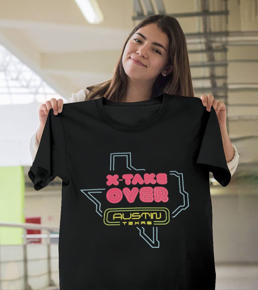 X Take Over Austin Texas Cybertruck Tesla Neon Map T-Shirt