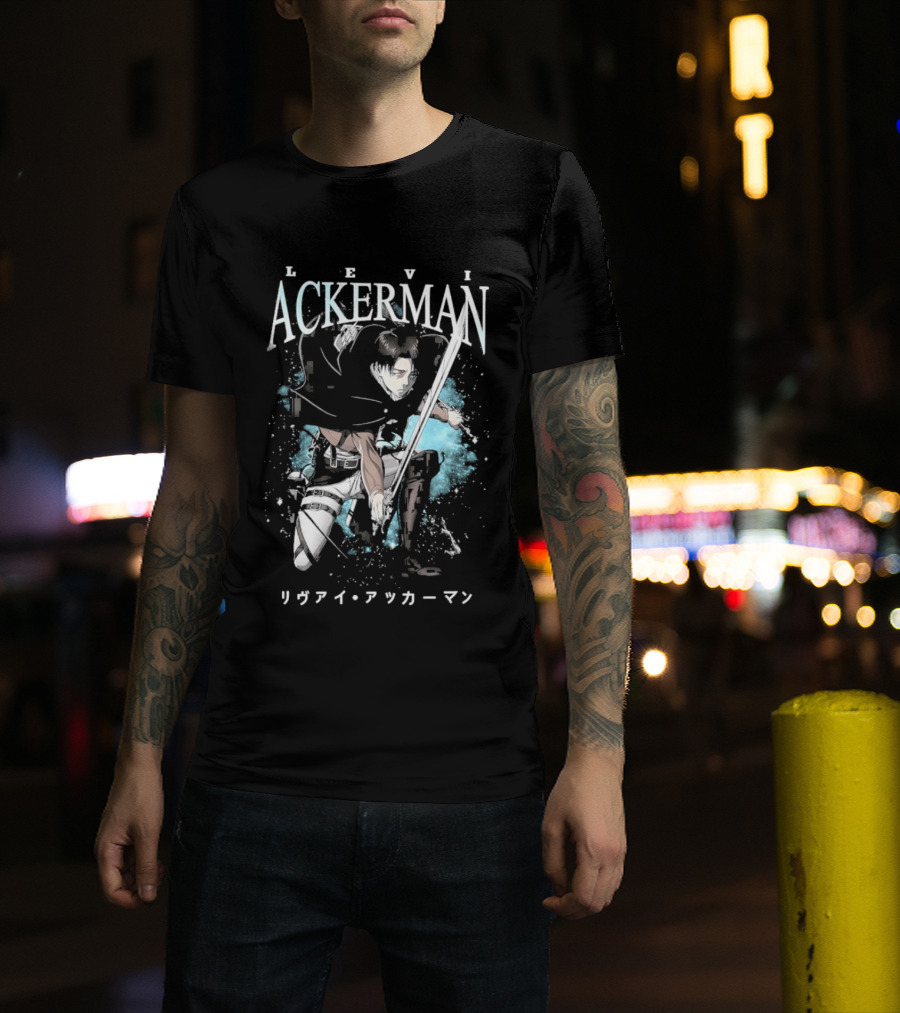 Levi Ackerman 90s Bootleg Oversized AOT Attack On Titan Anime T-Shirt