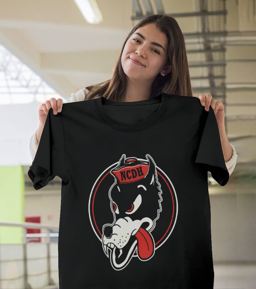NCDH Wolf Cartoon Red Circle T-Shirt