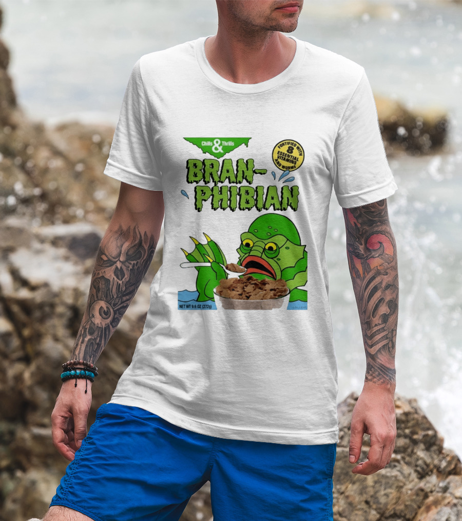 Bran Phibian Chills And Thrills Cereal Box Fortified With 8 Essential Vitamins And Worms T-Shirt