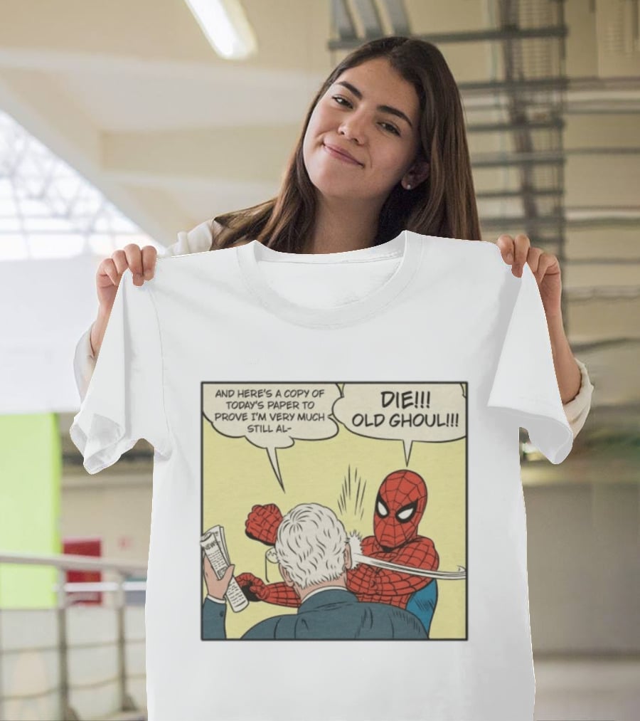 Spider Man Punching Mitch McConnell Die Old Ghoul Comic Meme T-Shirt