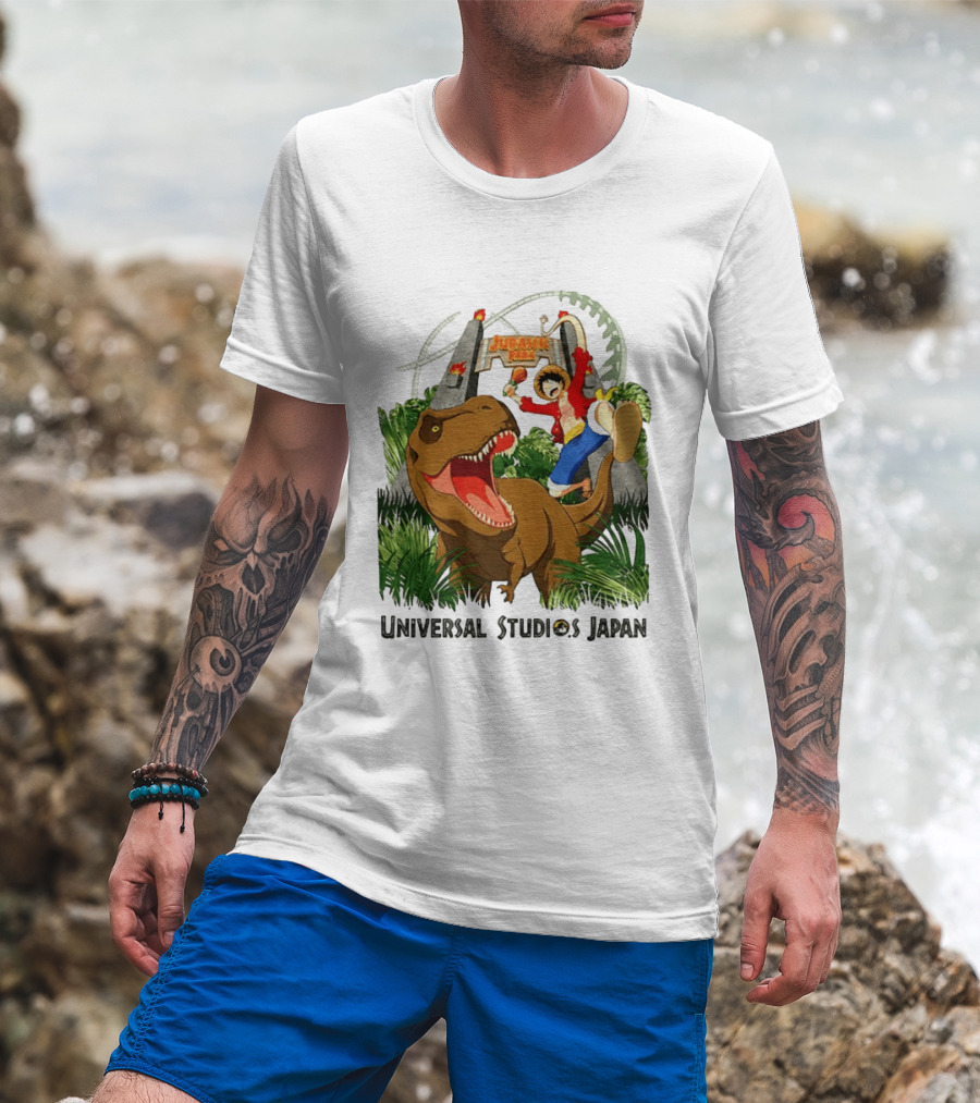Universal Studios Japan One Piece Jurassic Park Luffy Riding Rex T-Shirt