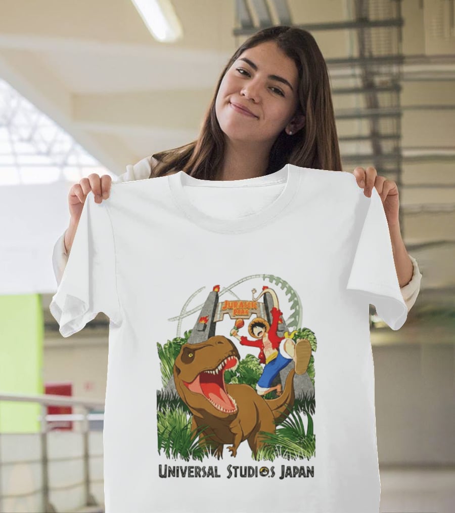 Universal Studios Japan One Piece Jurassic Park Luffy Riding Rex T-Shirt