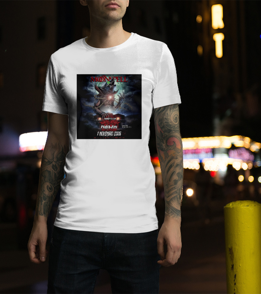 Moonspell Hard Club Data Extra 1 Novembro 2026 Halloween Concerto Especial Porto T-Shirt