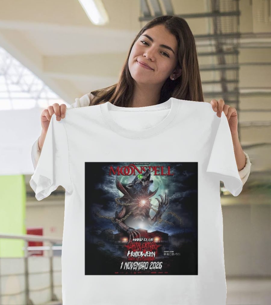Moonspell Hard Club Data Extra 1 Novembro 2026 Halloween Concerto Especial Porto T-Shirt