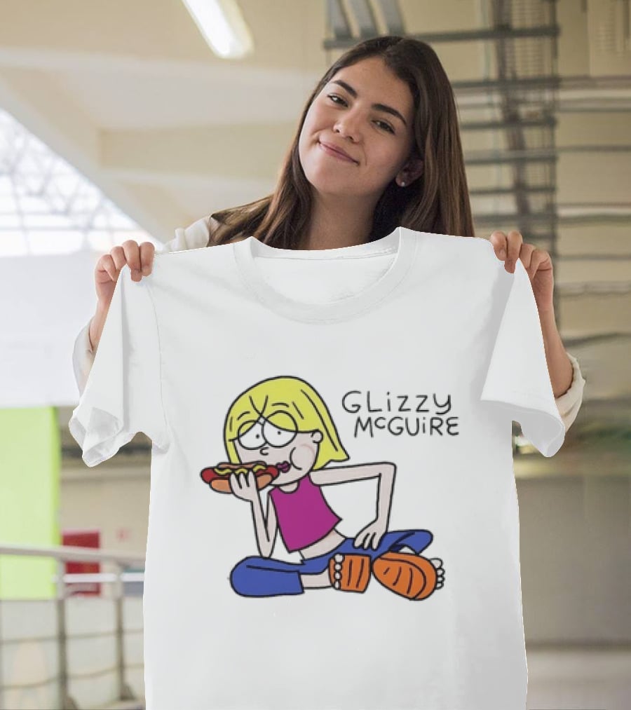 Glizzy McGuire Cartoon Character Eating Hot Dog T-Shirt