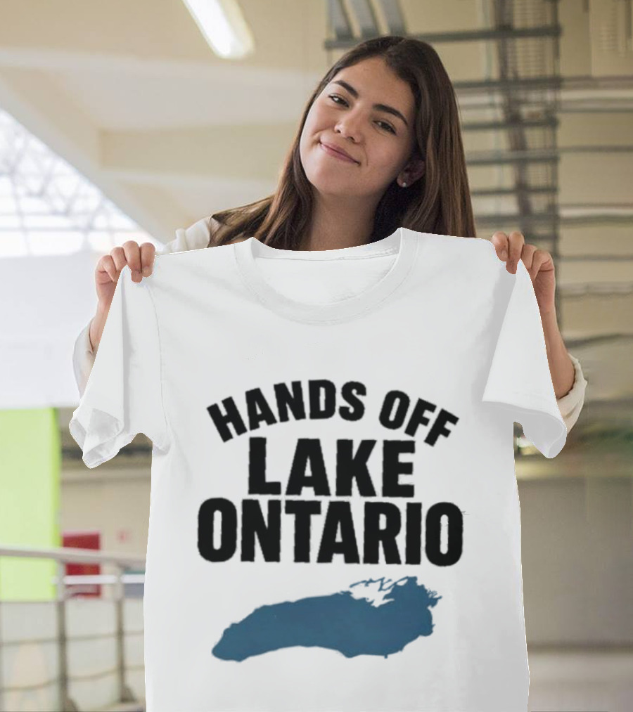 Hands Off Lake Ontario Blue Map T-Shirt