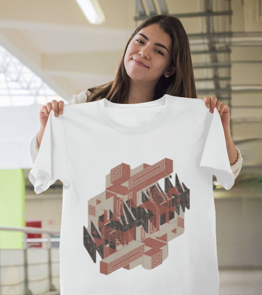 The Mars Volta Store Blocks Tan Geometric Optical Illusion T-Shirt
