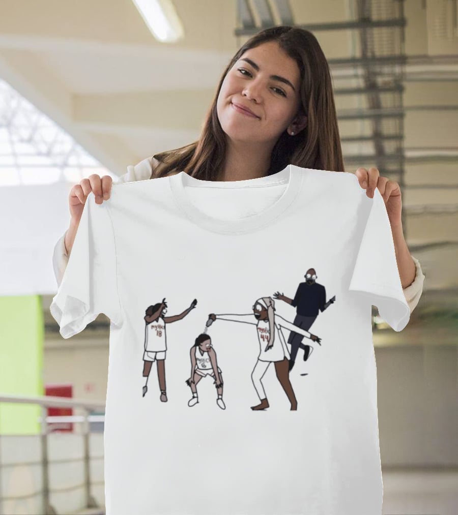 Washington Mystics Locker Room Champion Celebration Scene Animated Players T-Shirt