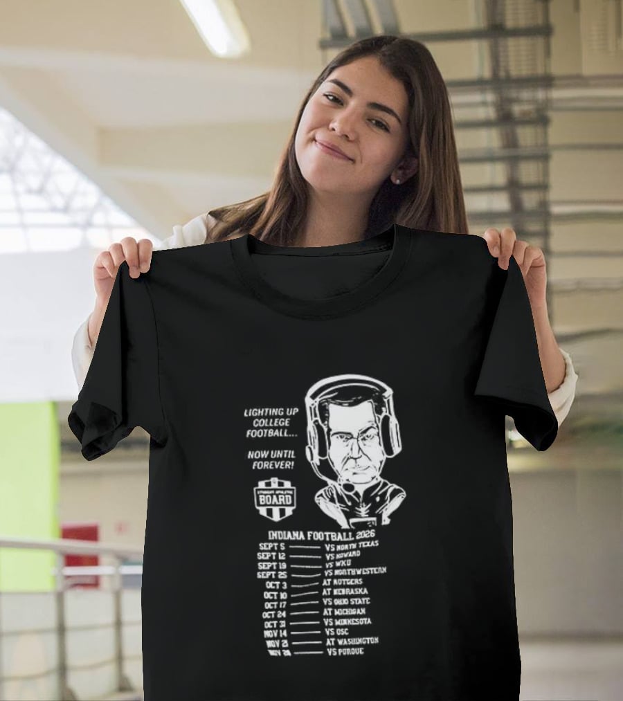 Indiana Hoosiers Football Coach Caricature Now Until Forever Champions Year Schedule T-Shirt