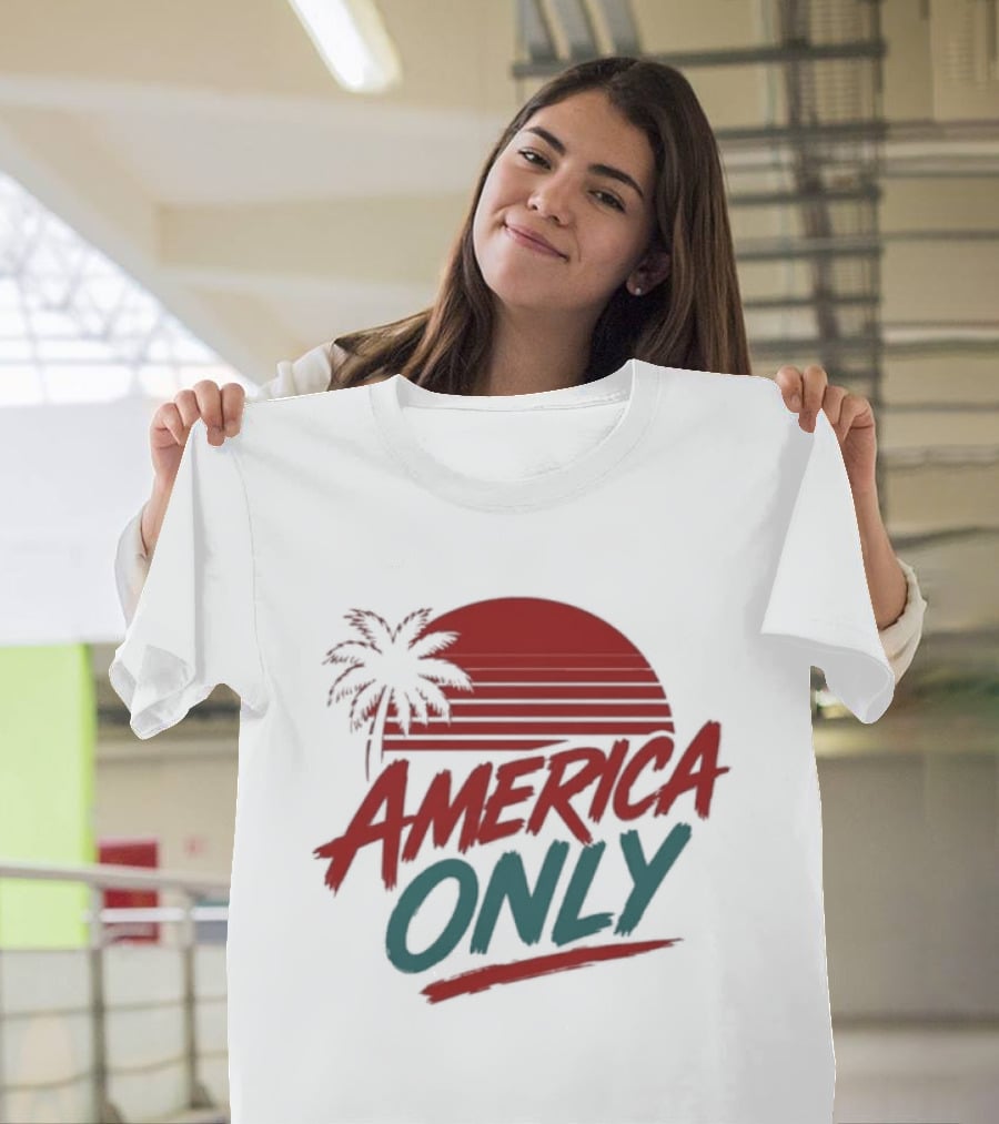 America Only Tropical Sunset Palm Tree T-Shirt