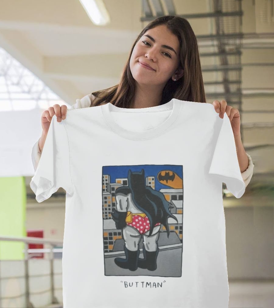 Buttman Batman Superhero Comedy Humor Retro Pop T-Shirt