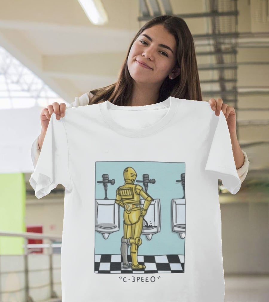 Star Wars C 3PEEO Droid Pun C 3PO Urinal Humor T-Shirt