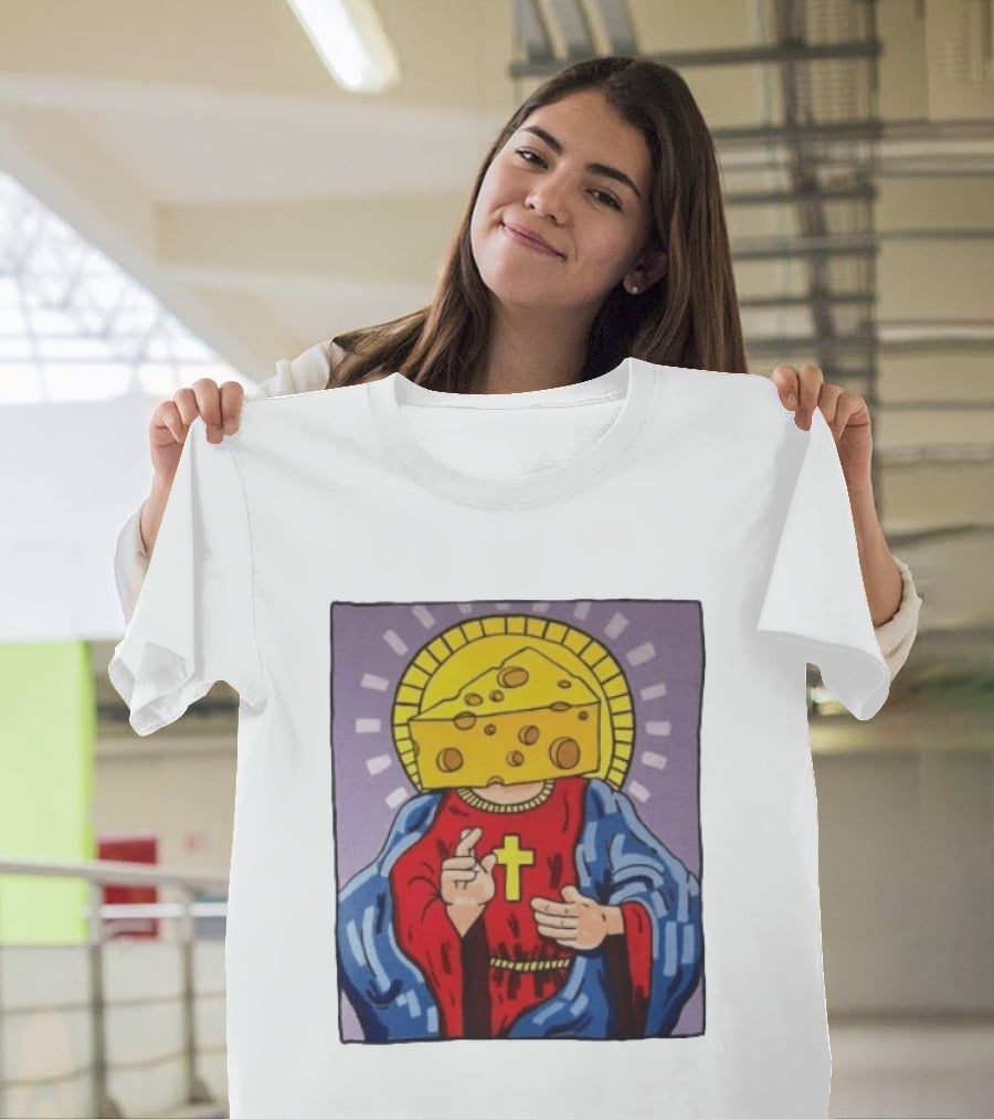 Cheesus Cheese Head Religious Pun Jesus T-Shirt