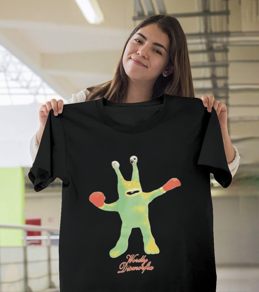 Wordly Dismorfia Boxing Alien Creature With Red Boxing Gloves T-Shirt