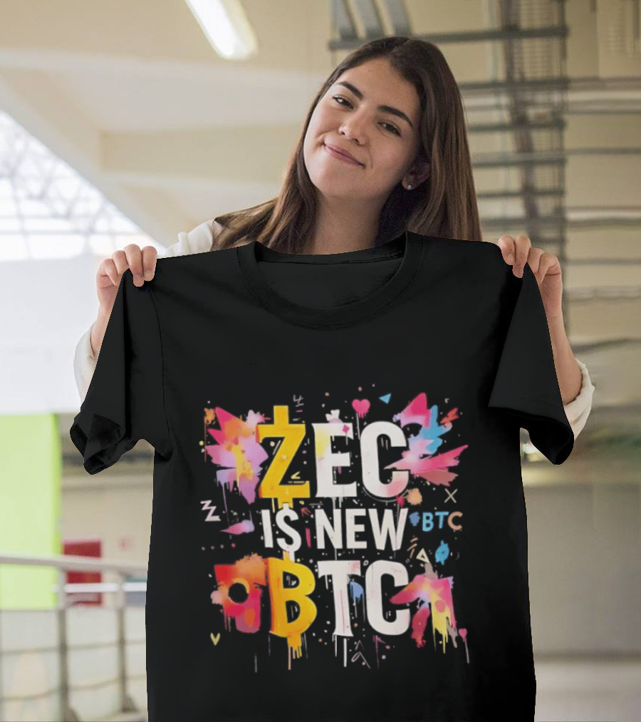 ZEC Is New BTC Cryptocurrency Zcash Bitcoin Colorful Paint Splash T-Shirt