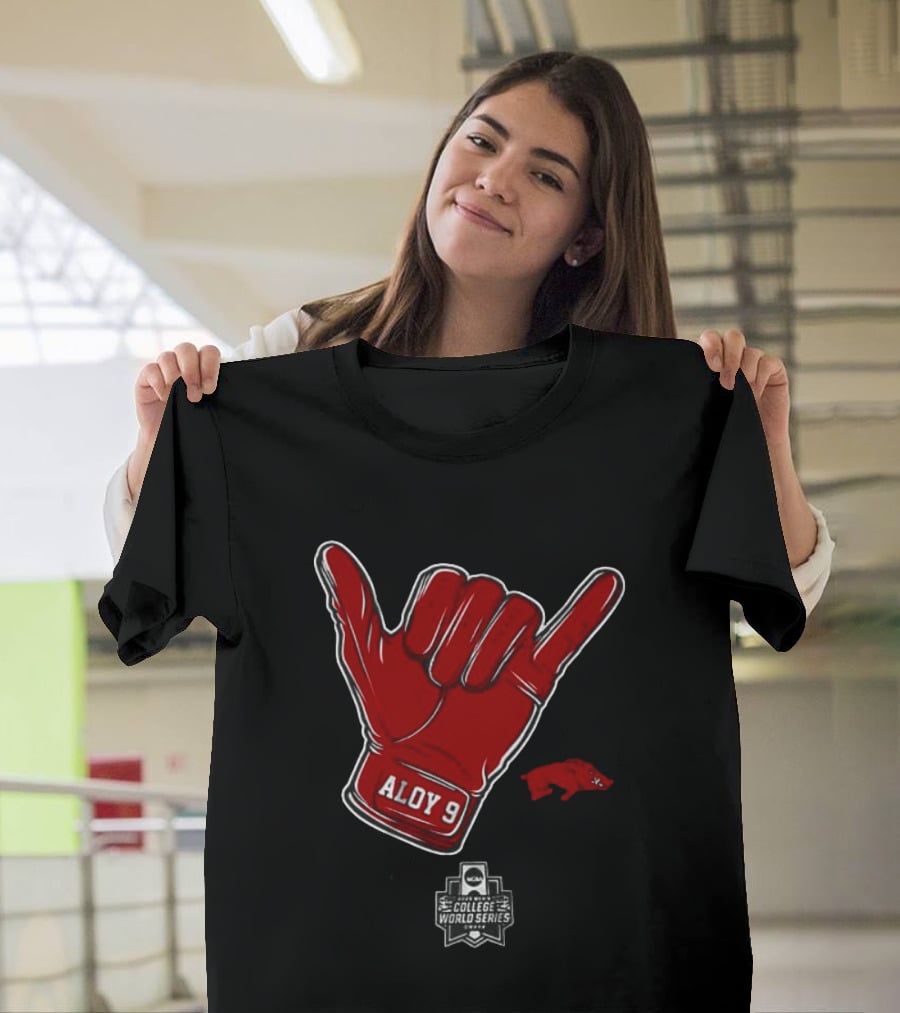 Arkansas Razorbacks Aloy 9 NCAA College World Series Shaka Gesture T-Shirt