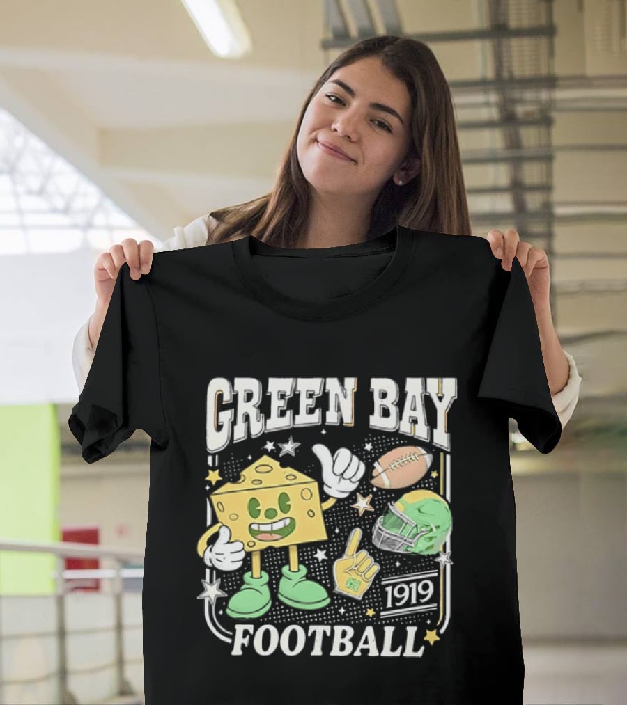 Green Bay 1919 Cheesehead Football Mascot And Gear T-Shirt