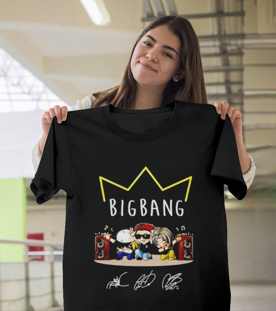 BIGBANG Chibi Characters With Crown And Speaker T-Shirt