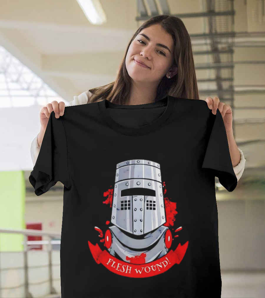 Black Knight Flesh Wound Helmet Monty Python Holy Grail T-Shirt