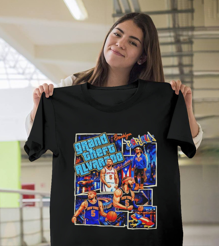 Brooklyn Boricua NY Knicks Grand Theft Alvarado T-Shirt
