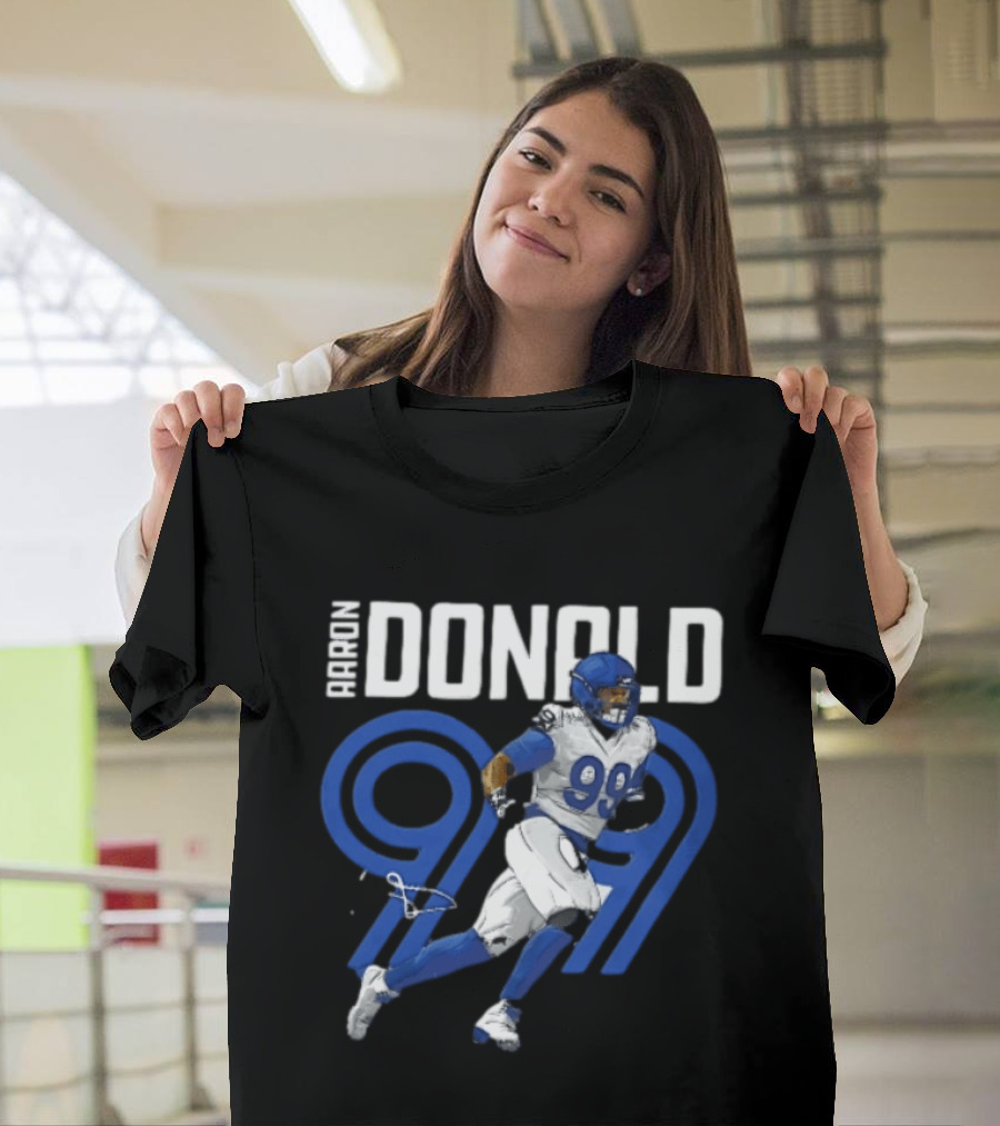 Los Angeles Rams Aaron Donald 99 Blue Running Player T-Shirt