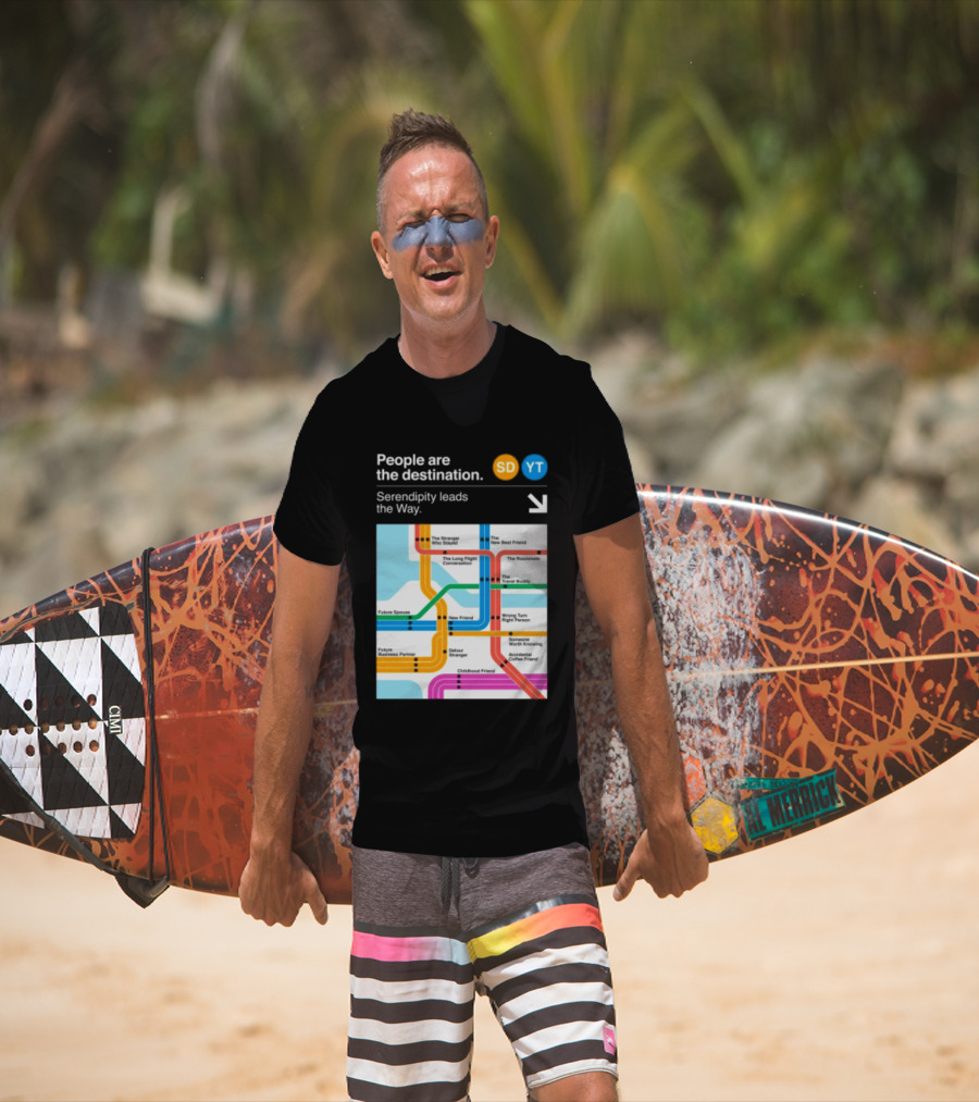 Seek Discomfort Serendipity Leads The Way People Are The Destination Black T-Shirt