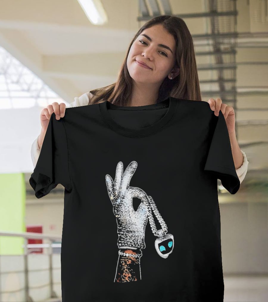 King Of Pop Sequin Glove Holding Alien Pendant T-Shirt