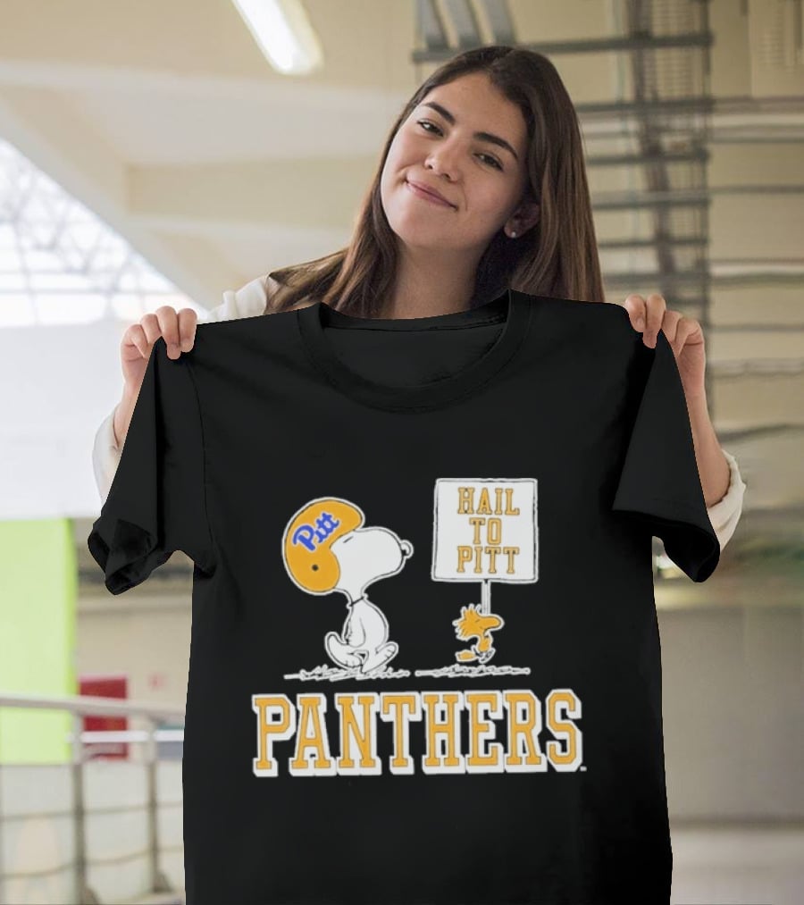 Snoopy Woodstock Hail To Pitt Panthers Peanuts Football Fan T-Shirt