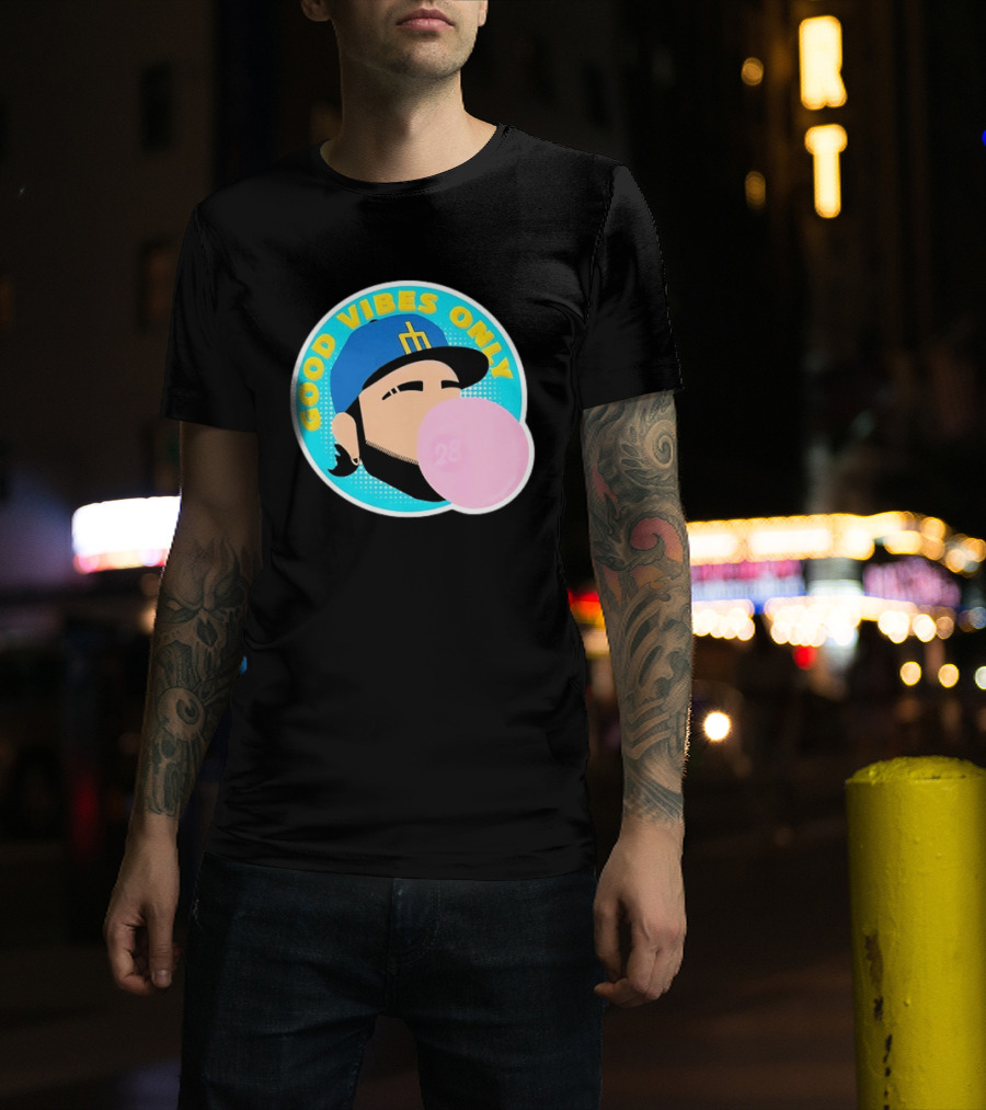 Seattle Mariners Eugenio Suarez Good Vibes Only 28 Baseball Bubblegum T-Shirt