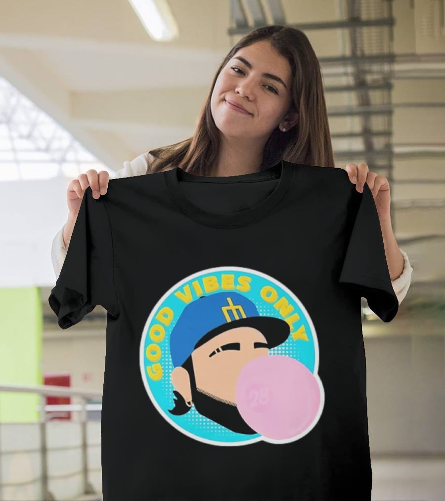 Seattle Mariners Eugenio Suarez Good Vibes Only 28 Baseball Bubblegum T-Shirt