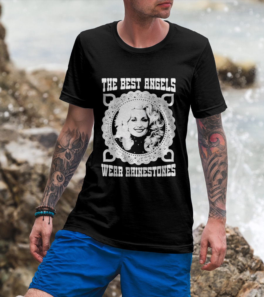 The Best Angels Wear Rhinestones Vintage Lace T-Shirt