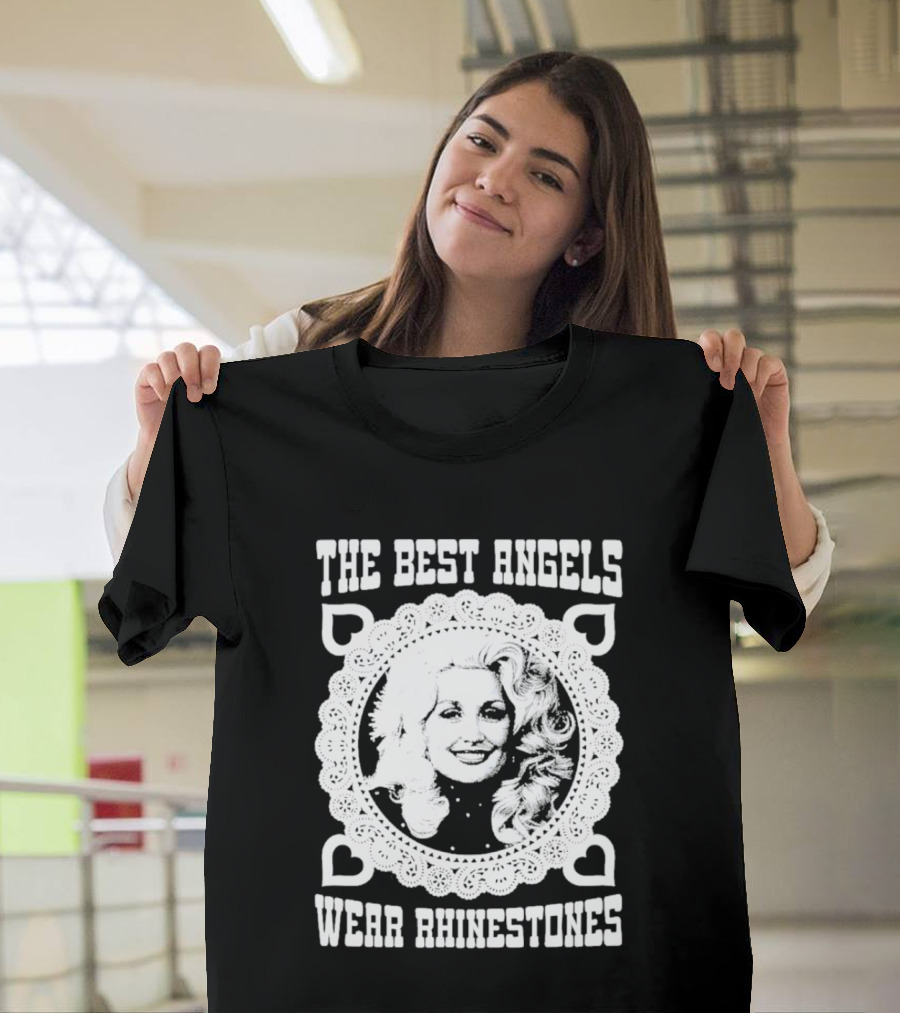 The Best Angels Wear Rhinestones Vintage Lace T-Shirt
