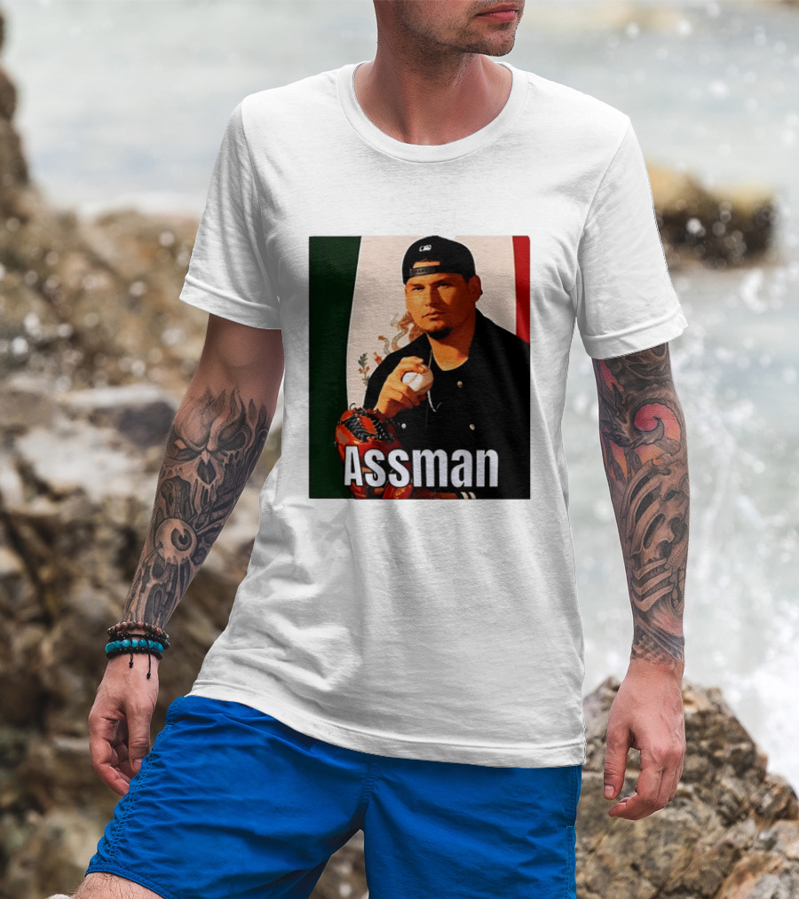 Assman Baseball Player Mexico Flag Baseball Glove Cap T-Shirt
