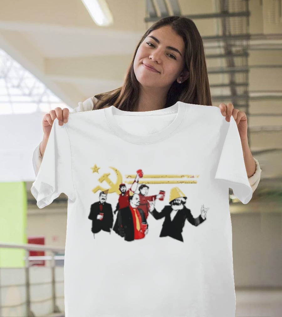 Communist Leaders Party Hammer Sickle Red Cups Star T-Shirt