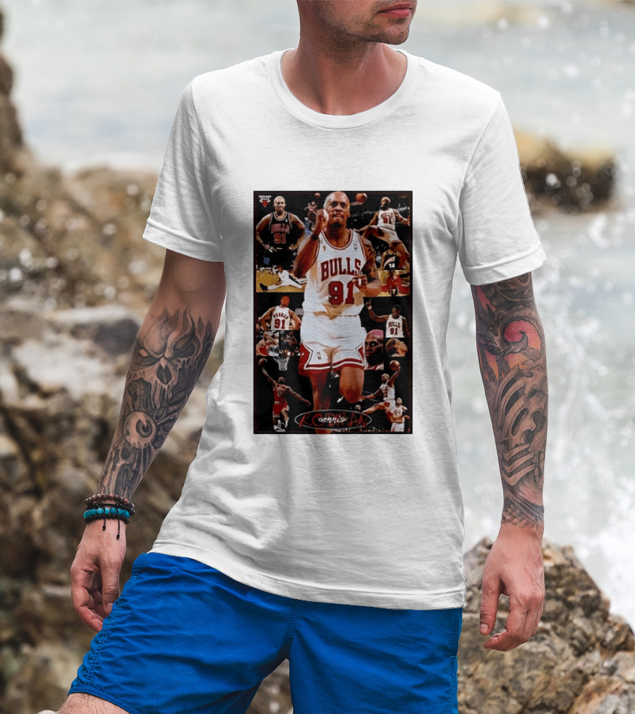 Dennis Rodman Chicago Bulls 91 Iconic NBA Basketball Highlights T-Shirt
