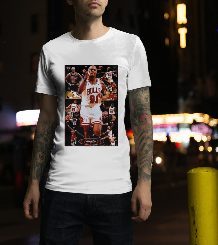 Dennis Rodman Chicago Bulls 91 Iconic NBA Basketball Highlights T-Shirt