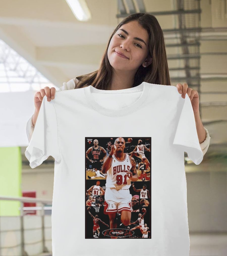 Dennis Rodman Chicago Bulls 91 Iconic NBA Basketball Highlights T-Shirt