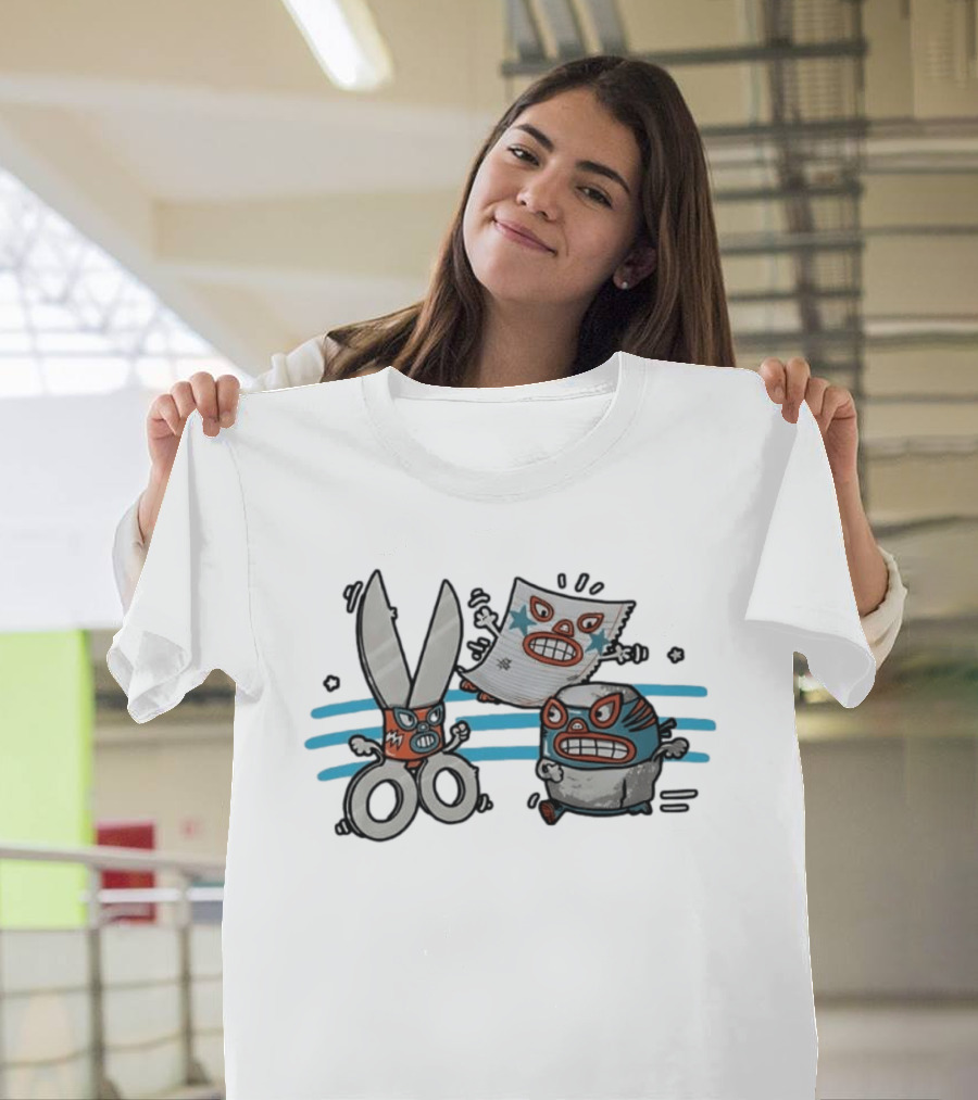 Lucha Libre Rock Paper Scissors Game Luchador Battle Characters T-Shirt