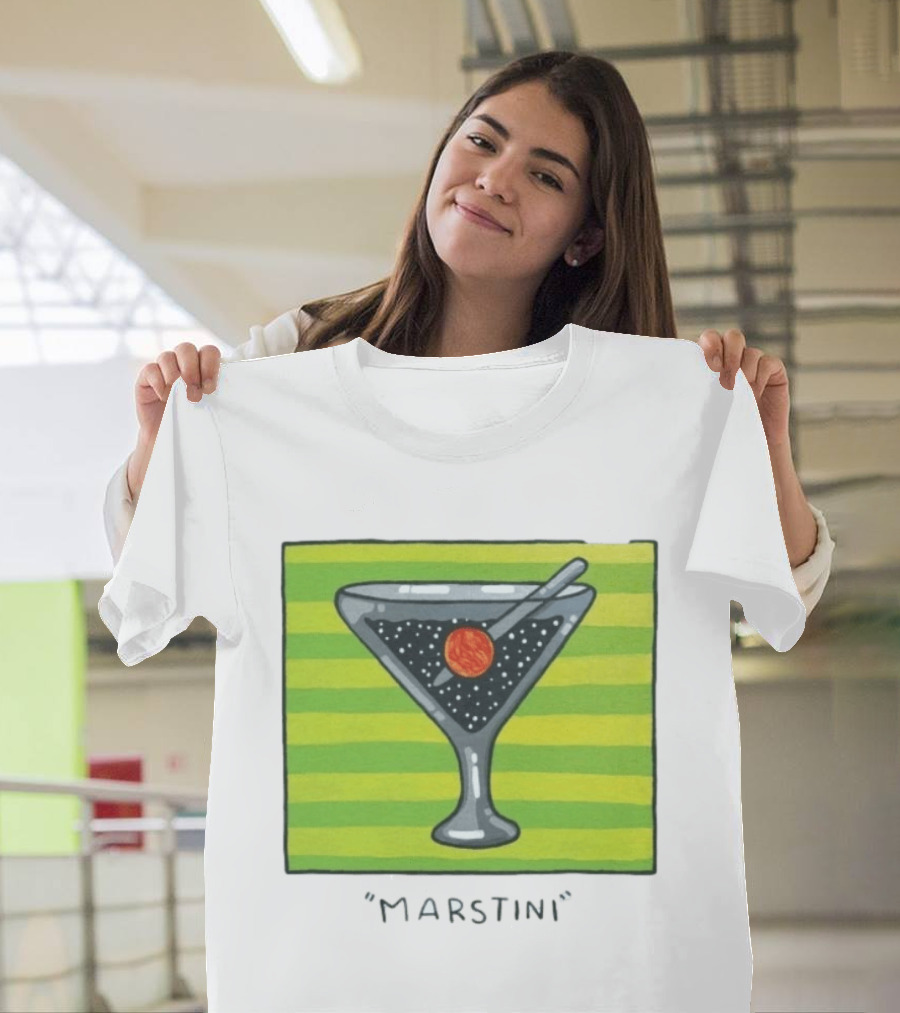 Marstini Planet Martini Cocktail Mars Space Themed Drink T-Shirt