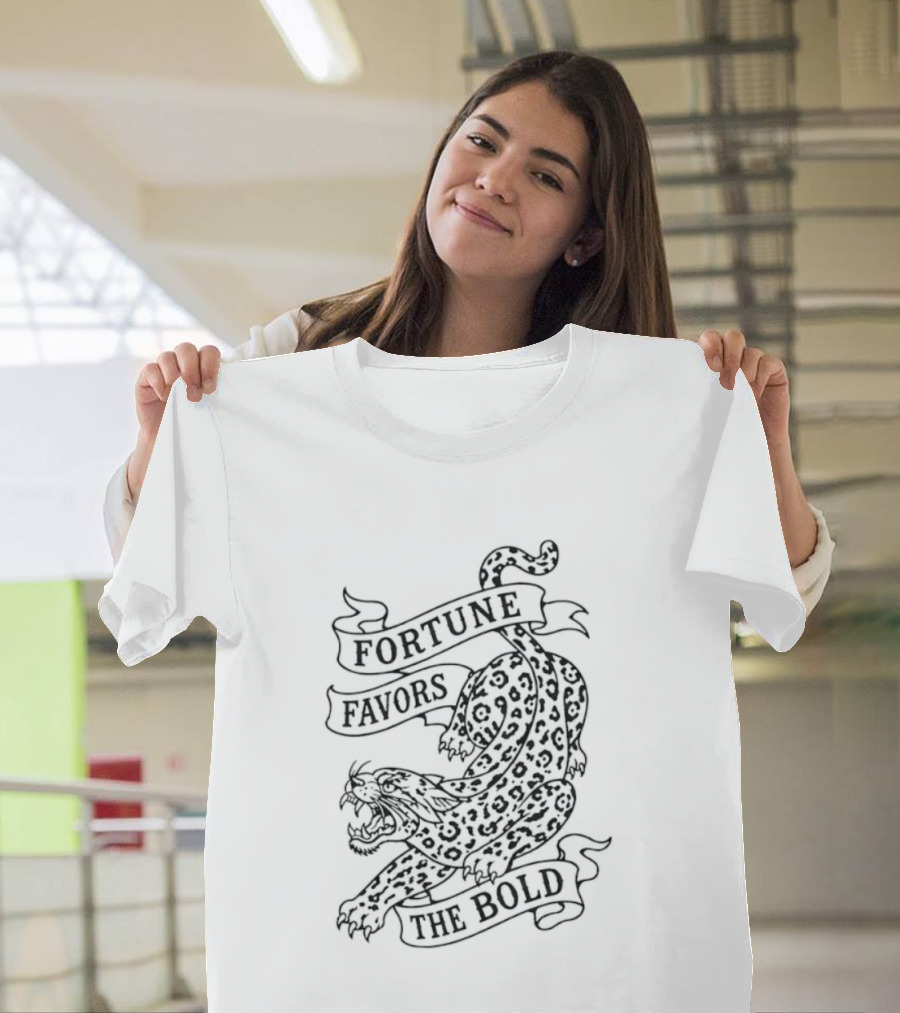 Fortune Favors The Bold Leopard Tattoo Big Cat T-Shirt