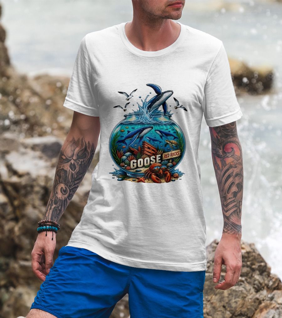 Goose Red Rocks Aquarium Whale Ocean Life Jam Band T-Shirt