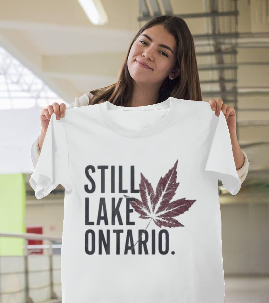 Still Lake Ontario Coordinates Great Lakes Maple Leaf T-Shirt