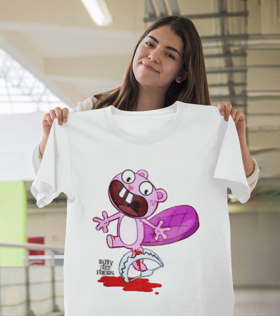 Toothy Happy Tree Friends Cartoon Beaver Stuck In Bear Trap T-Shirt