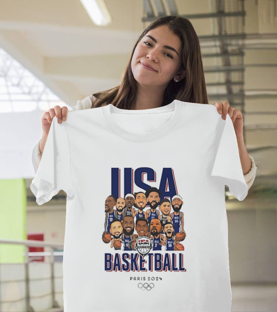 USA Basketball Team Paris 2024 Caricature Olympics T-Shirt