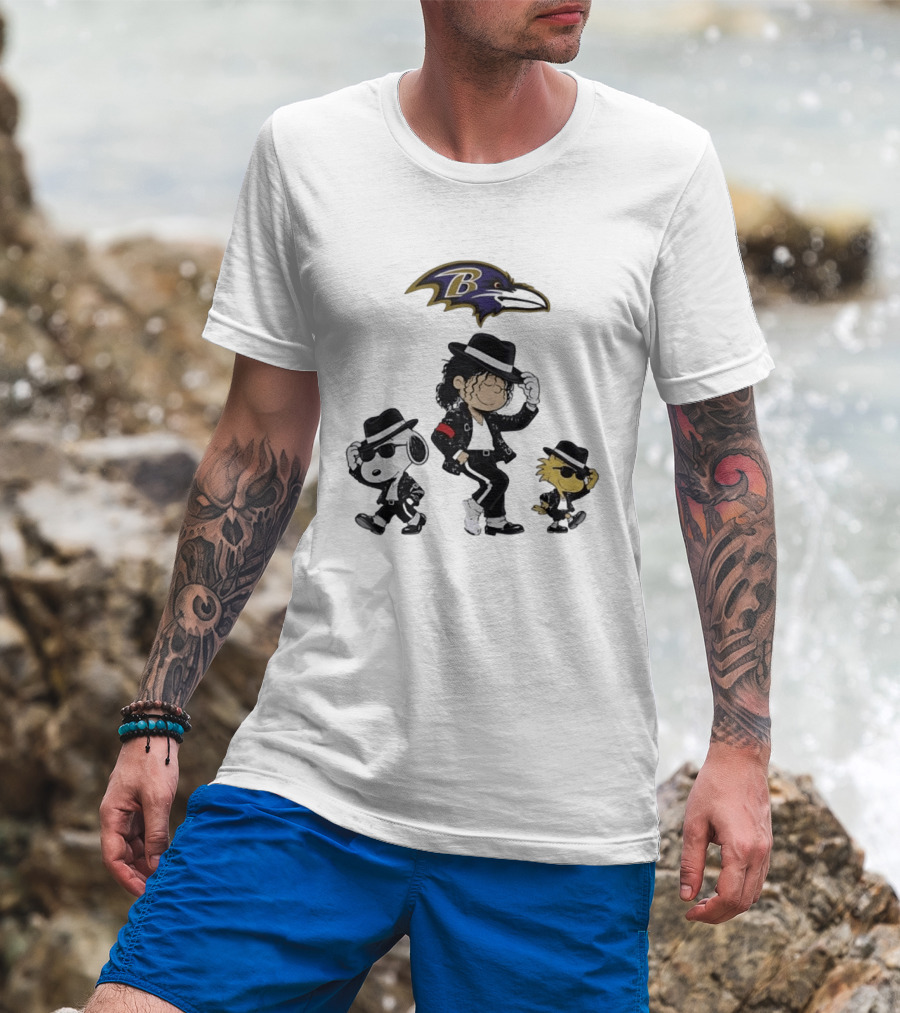 Baltimore Ravens Snoopy Charlie Brown Woodstock Pop Rock Dance T-Shirt