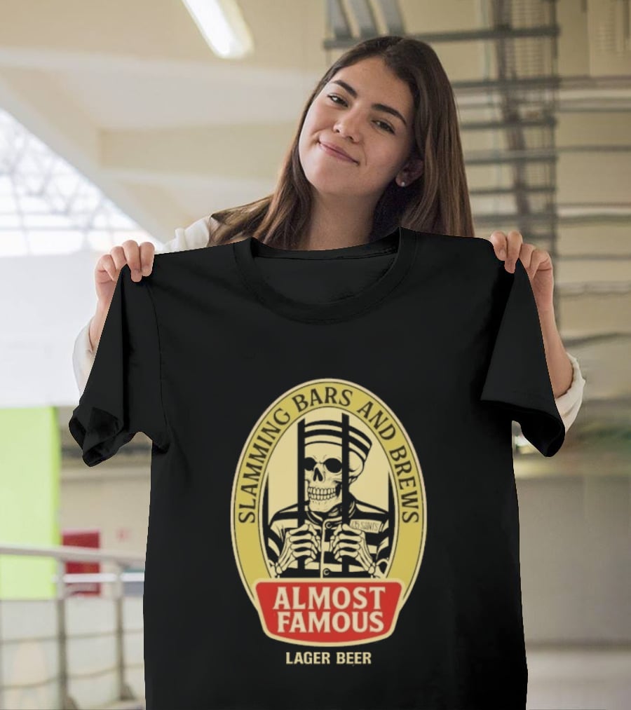 Almost Famous Slamming Bars And Brews Lager Beer Skeleton T-Shirt