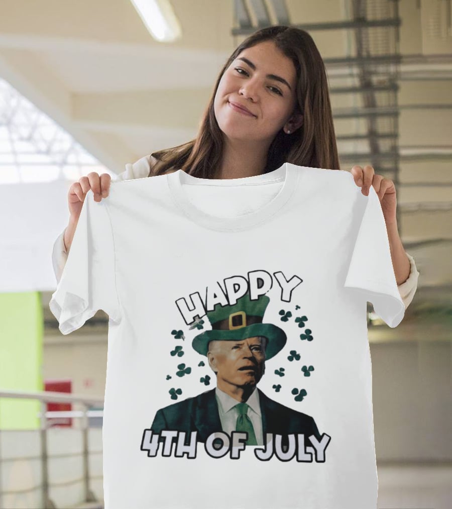 Joe Biden Happy 4th Of July Shamrock Leprechaun T-Shirt